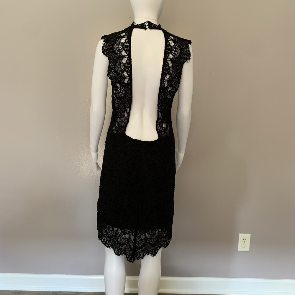Free People Lace Dress. Black lace and open back make it sexy and comf- SZ Large - Picture 7 of 16